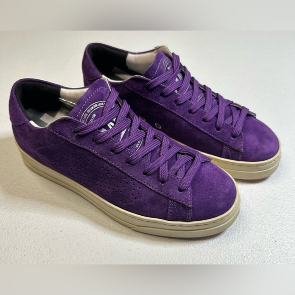 P448 John Purple Suede Low Top Sneakers Made in Italy Pink Sole